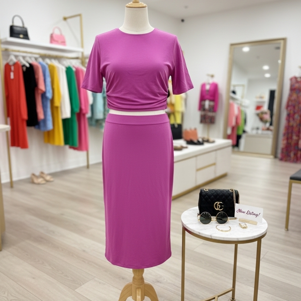 YITTY Magenta Two-Piece Skirt Set